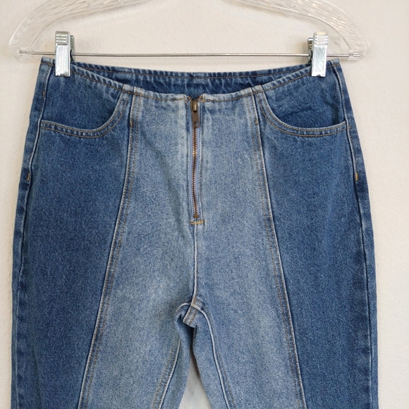 Milk it Mixed Two Tone Denim Flare Leg Jeans Size 26 - Picture 3 of 11